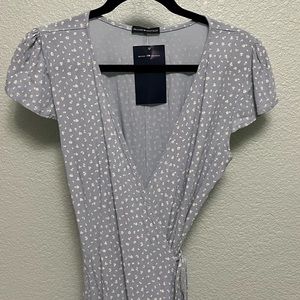 Brandy Melville Light Blue Floral Wrap Dress NWT